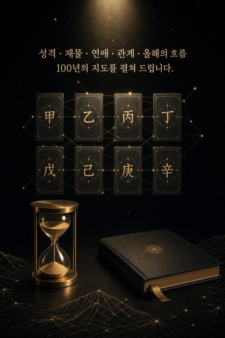 성격 · 재물 · 연애 · 관계 · 올해의 흐름. 100년의 지도를 펼쳐 드립니다.